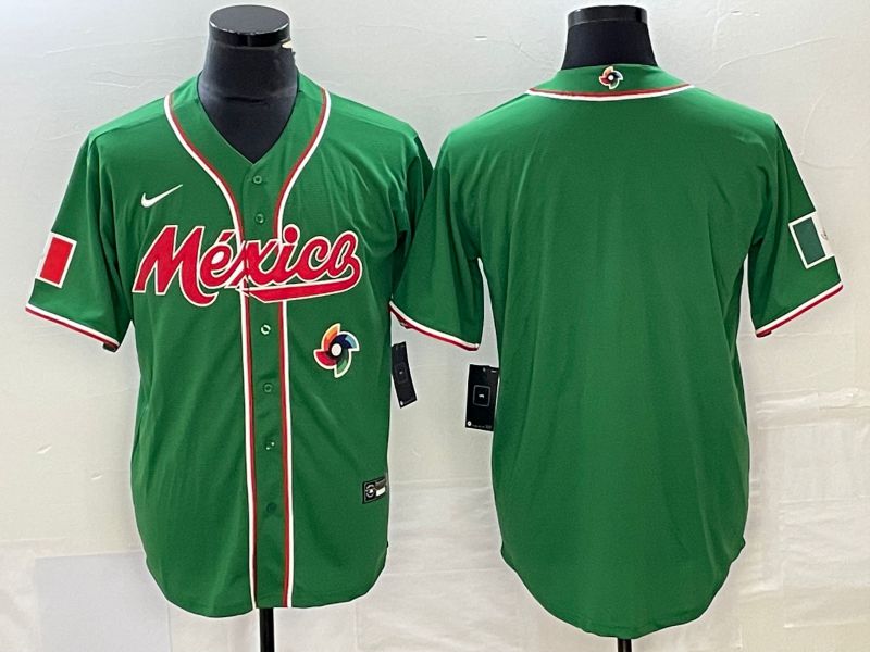 Men 2023 World Cub Mexico Blank Green Nike MLB Jersey1